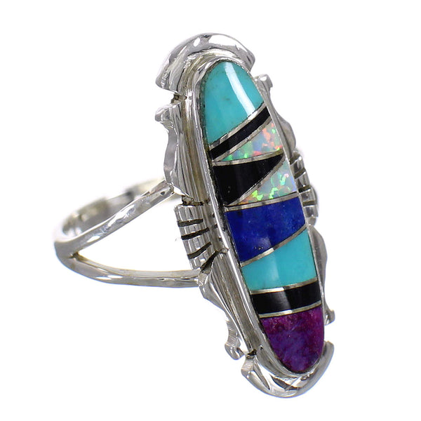Southwest Multicolor Genuine Sterling Silver Ring Size 5-1/2 QX84840